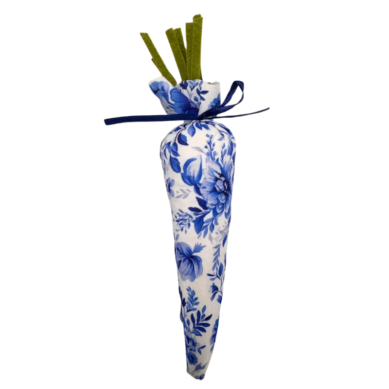 10" Blue & White Fabric Easter Carrots- 4 pk