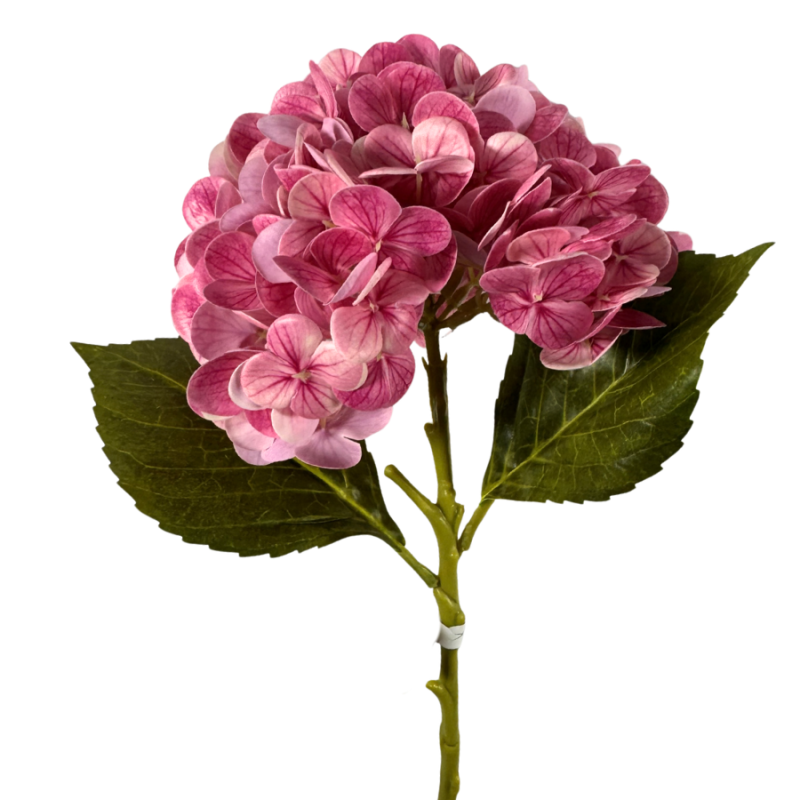 18" Real Touch Hydrangea Stem- Hot Pink