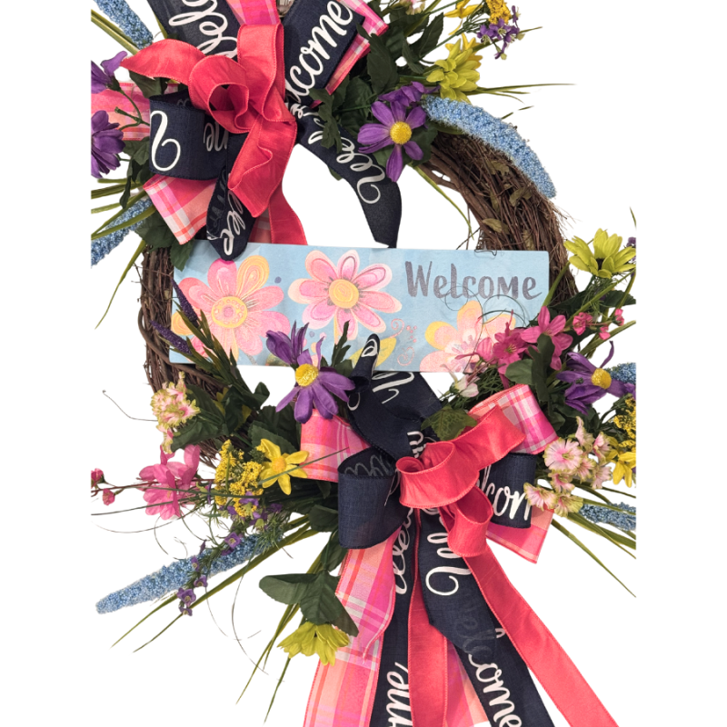 45" Coral & Blue Welcome Wreath