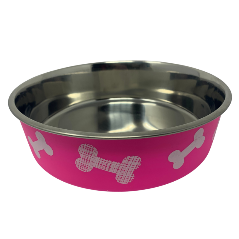 Non-Slip Stainless Steel Dog Bowl - Pink