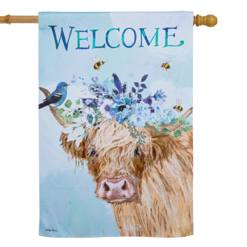 Floral Cow House Flag