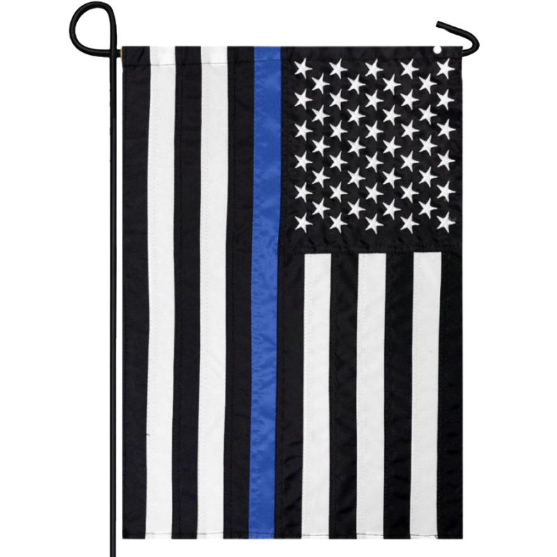 Thin Blue Line Embroidered Garden Flag