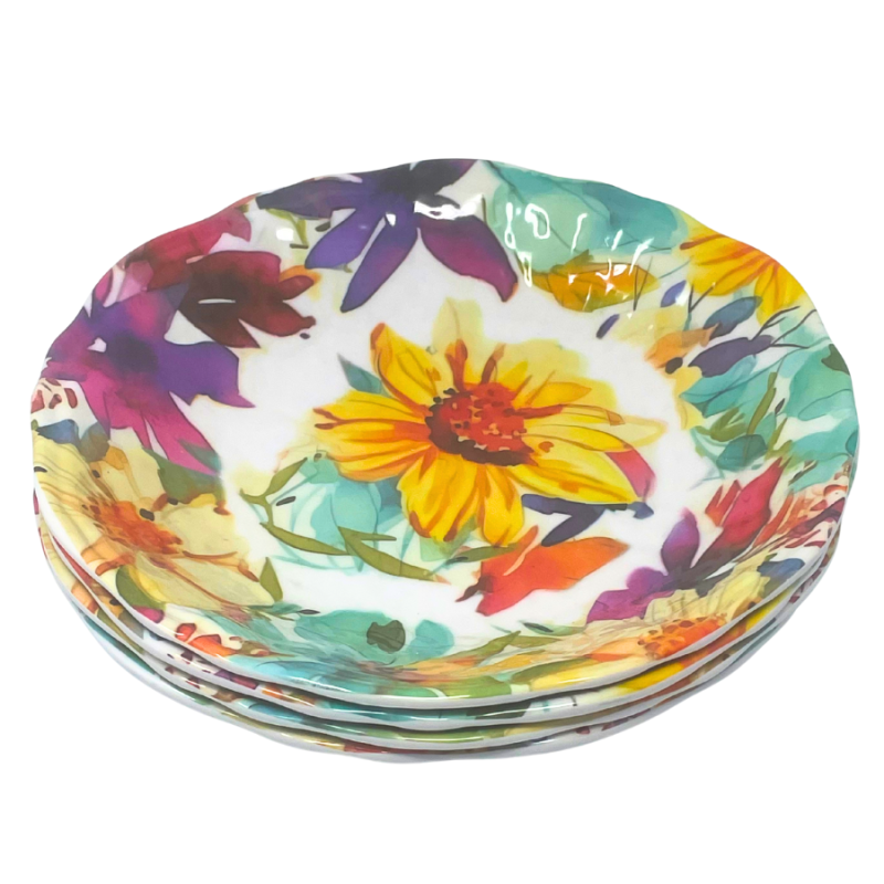4 pc Indoor/Outdoor Dinner Bowl Set - Florals