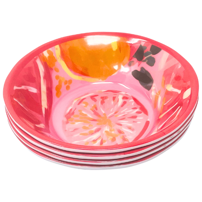 4 pc Indoor/Outdoor Cereal Bowl Set - Fruits