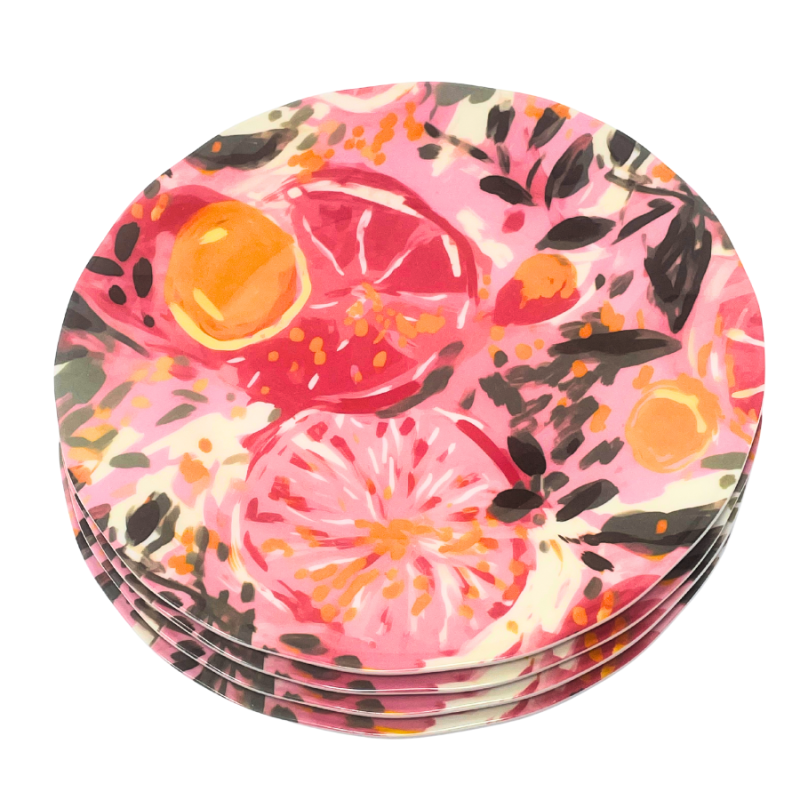 4 pc Indoor/Outdoor Dinner Plate Set - Fruits