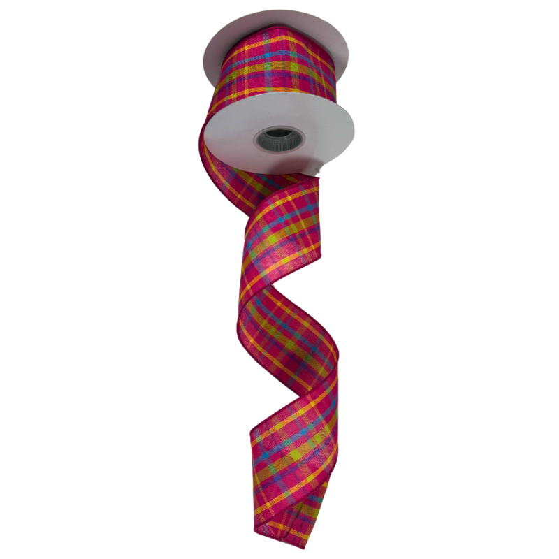 2.5" x10yd Plaid Ribbon- Multicolor Vibrant