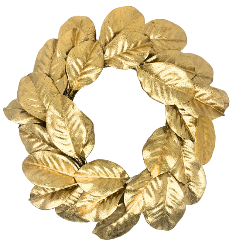 22" Golden Metallic Magnolia Leaf Wreath